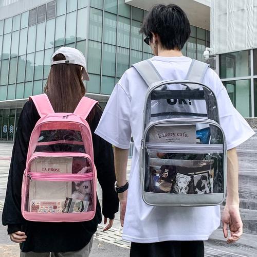 源头工厂现货透明双肩包大容量中小学生书包高颜值轻便防水背包女